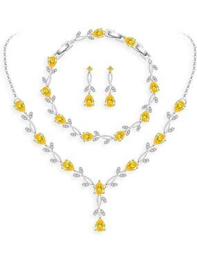 Elegant Wedding Jewelry Set for Bride & Bridesmaids - Cubic Zirconia Necklace